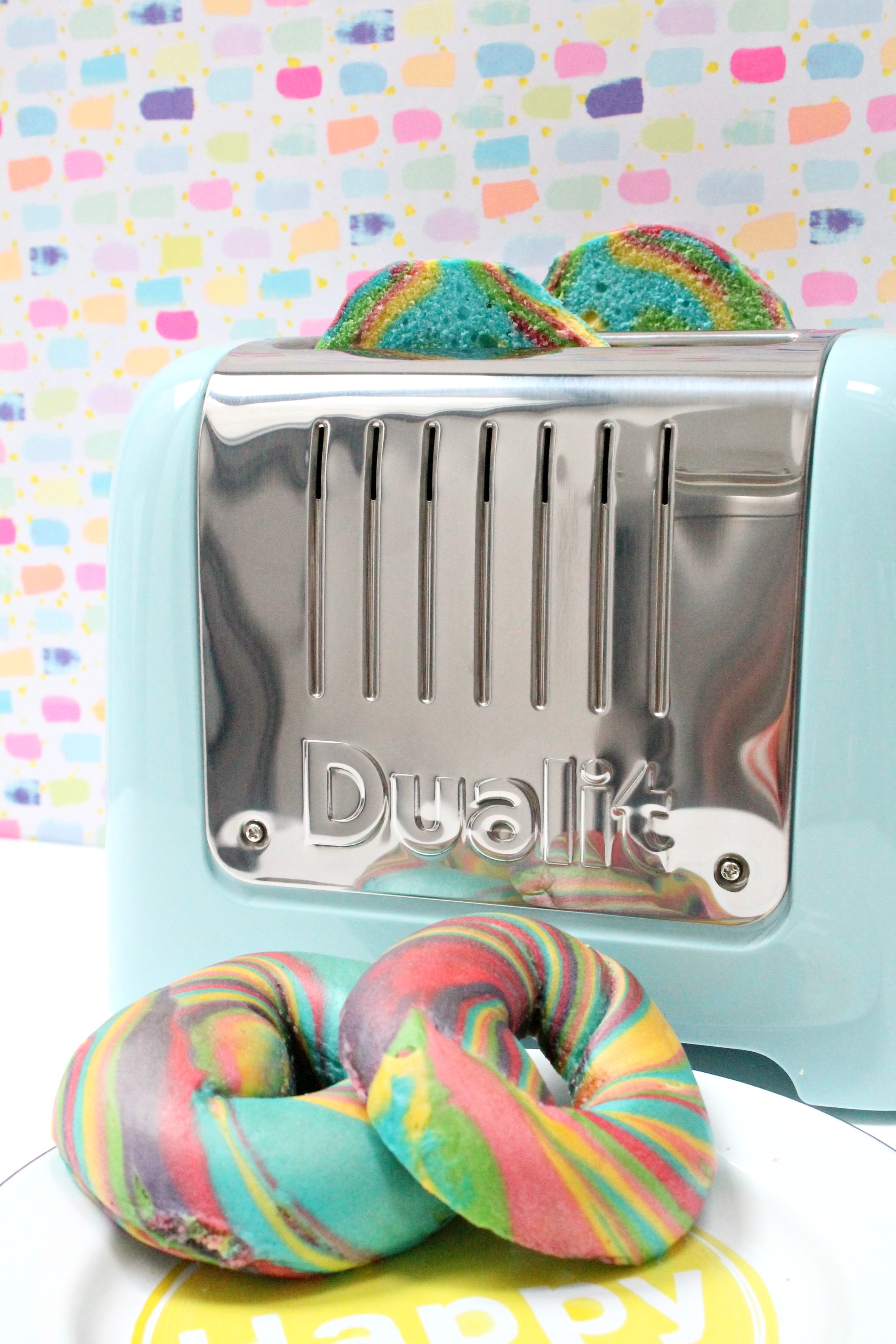 Dualit-Lite-toaster-blue-with-with-rainbow-bagels-photo-by-Little-Big-Bell