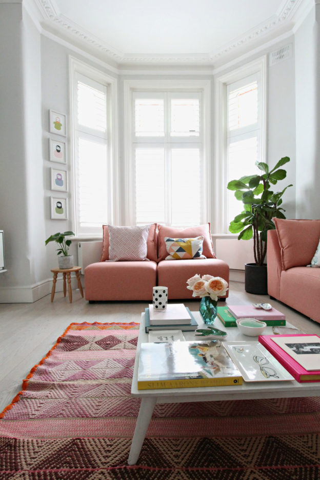 How to style a pink sofa. My coral pink sofa from dfs