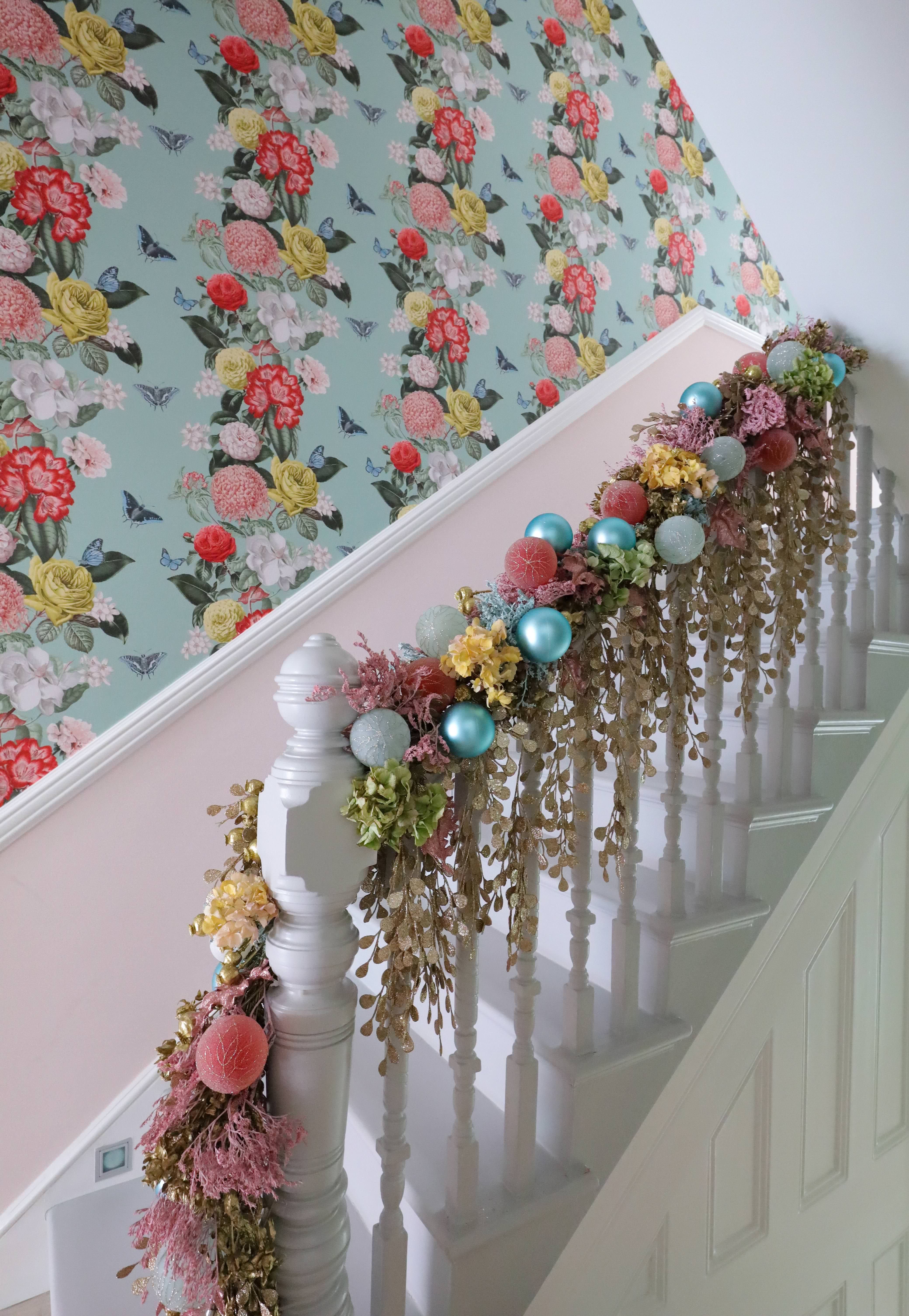 dried flowers and foliage garlands hallway